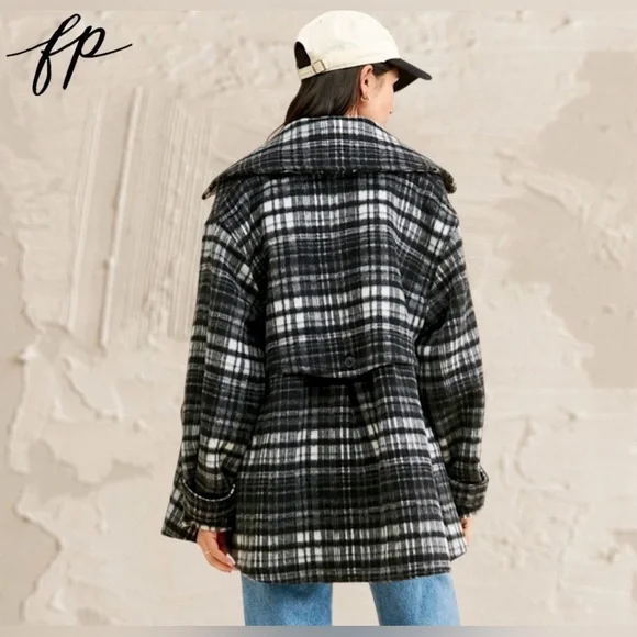 Free People Highlands Wool Blend PeaCoat, MED NWOT - Picture 4 of 8